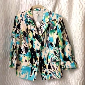 NWT Cato Blazer Sz 12 multi-colored business professional career button-up
